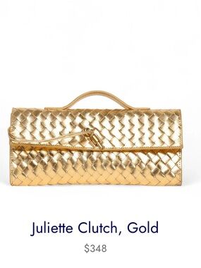 Juliette leather Gold Woven Clutch - Designer Style/ price is firm
